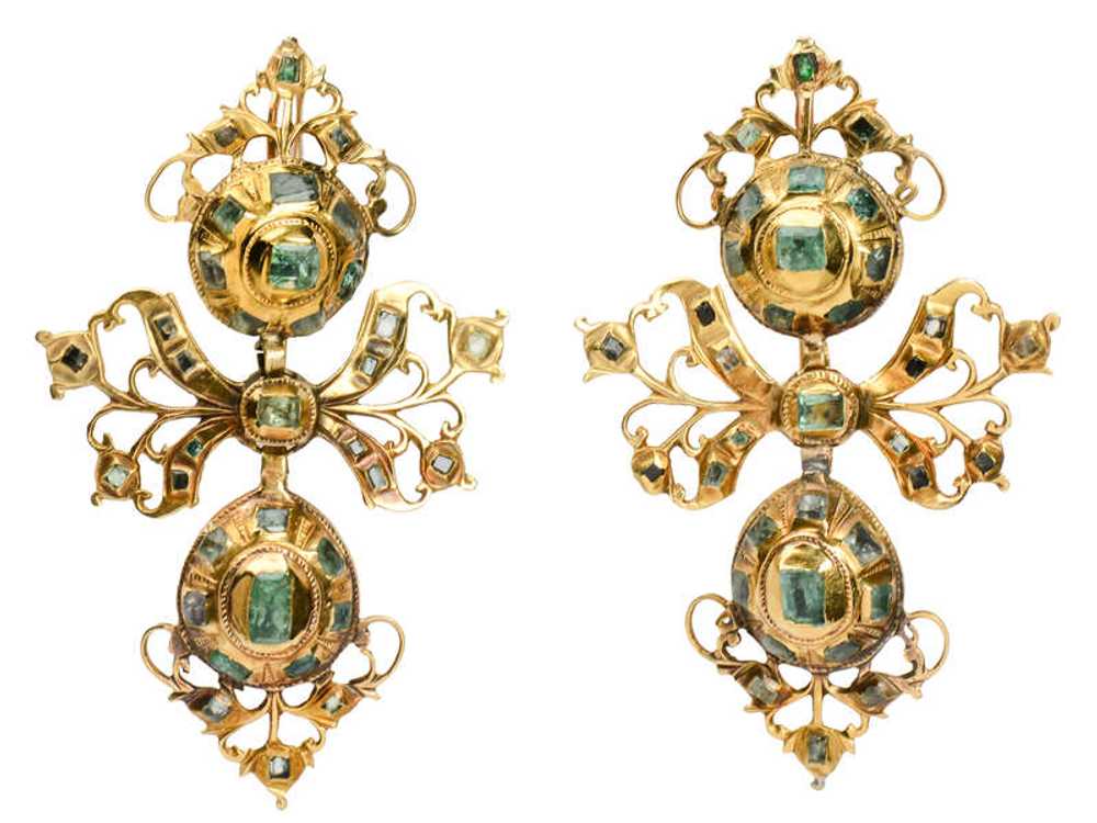 Georgian Iberian 18th Century Emerald Earrings - image 2