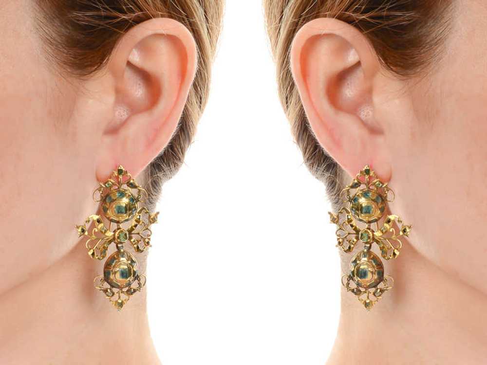 Georgian Iberian 18th Century Emerald Earrings - image 5