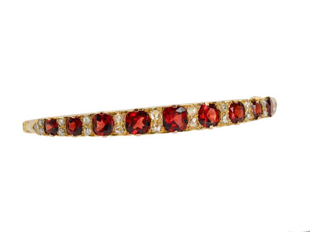 Edwardian Garnet & Rose Cut Diamond Bangle - image 2