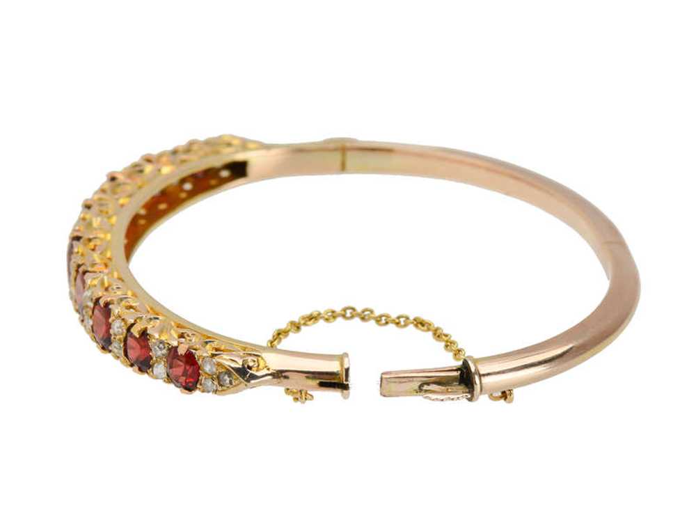 Edwardian Garnet & Rose Cut Diamond Bangle - image 4