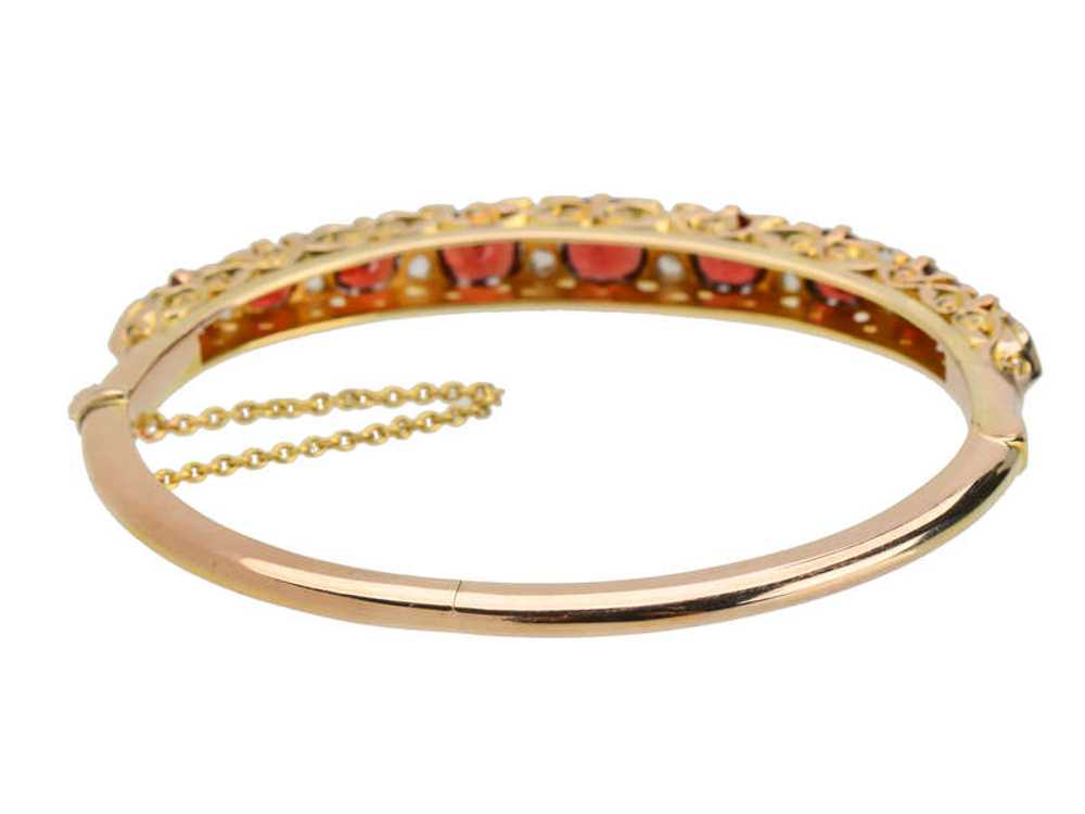 Edwardian Garnet & Rose Cut Diamond Bangle - image 7