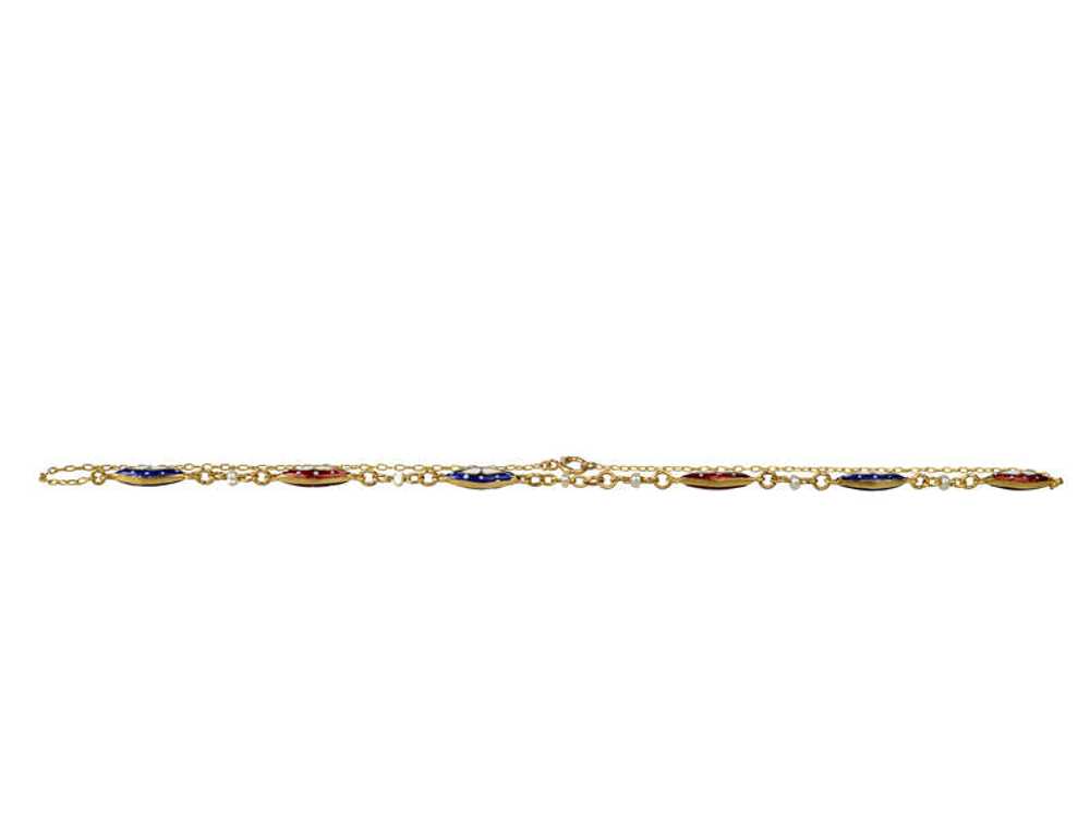 Antique Handmade Enamel Linked Gold Chain - image 8