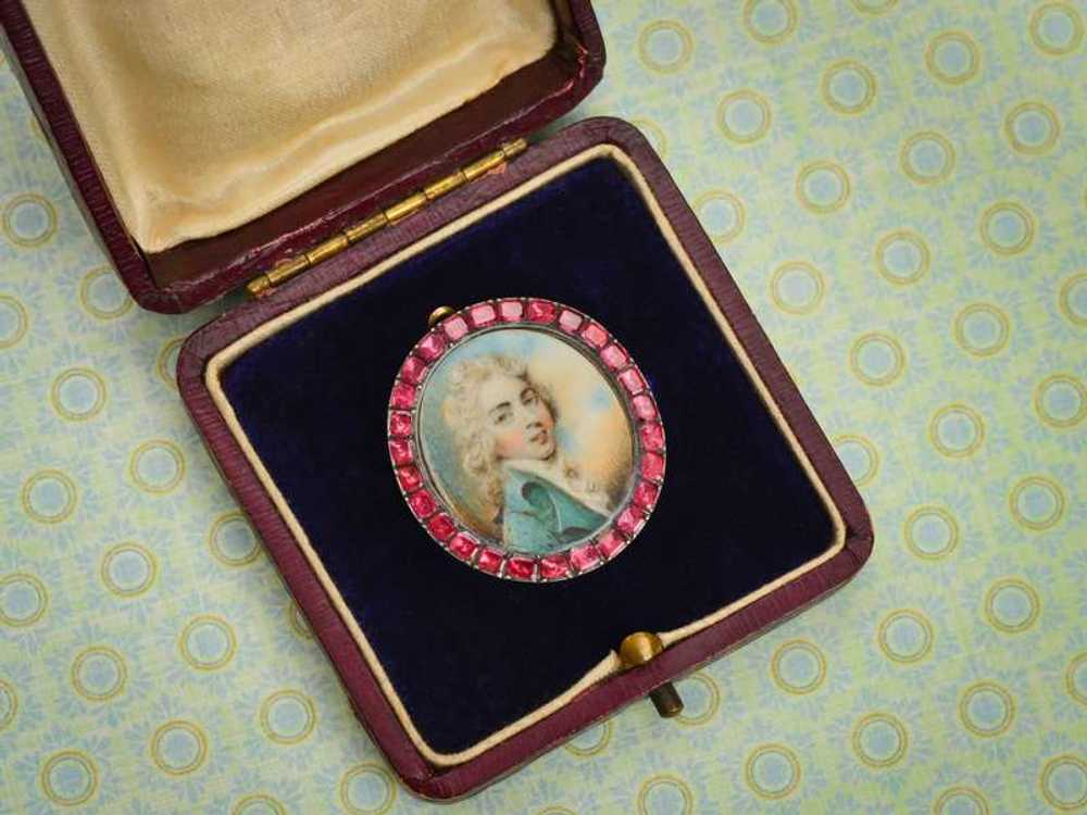 Georgian Flat Cut Garnet Miniature Portrait Penda… - image 4