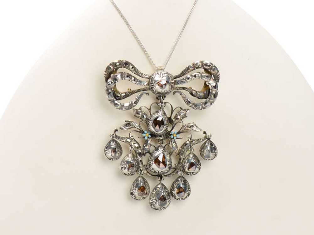 Splendor - Early 18th Century Diamond Bow Pendant - image 11
