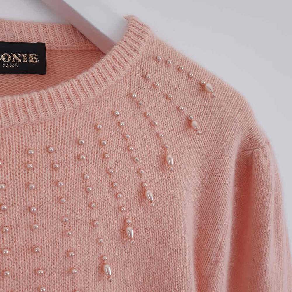 Angora wool sweater - Pastel powder pink fluffy a… - image 3