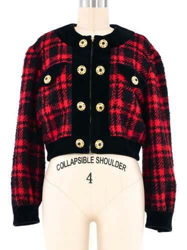Moschino Red Tweed Cropped Jacket