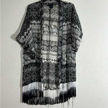 Steve Madden Black & White Pattern Open Front Kim… - image 1