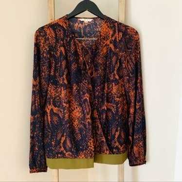 Cabi 101 Python Print Border Wrap Blouse, Medium - image 1