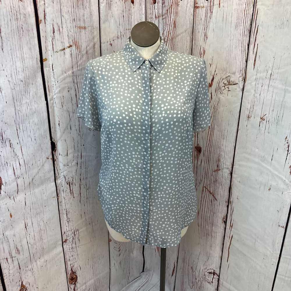 COLDWATER CREEK GRAY POLKA DOT SHIRT SIZE 16 TCC - image 1