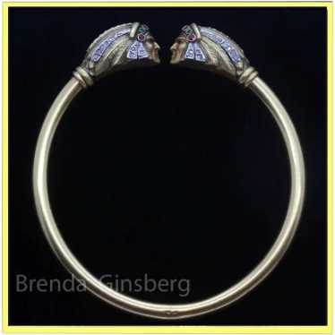 Antique French Nouveau Bangle Bracelet Gold Diamo… - image 1