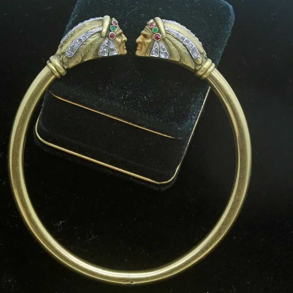 Antique French Nouveau Bangle Bracelet Gold Diamo… - image 6