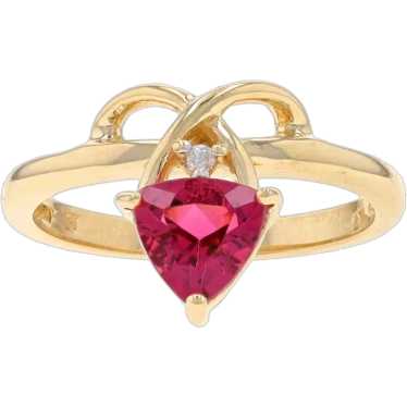 Yellow Gold Pink Tourmaline & Diamond Ring - 14k T