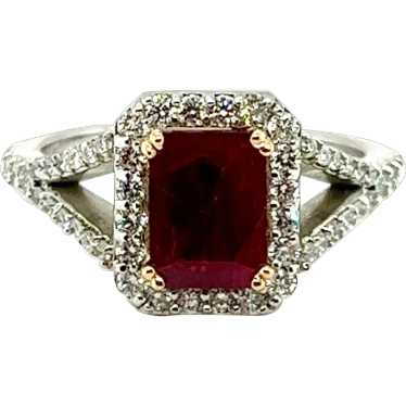 Contemporary 2.08 ctw Ruby Diamond Engagement Ring