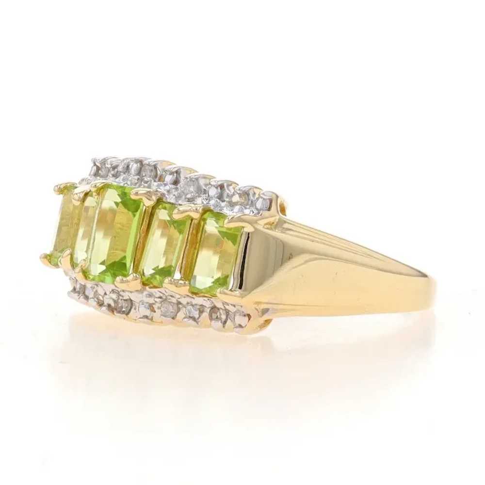 Yellow Gold Peridot & Diamond Five-Stone Ring - 1… - image 3