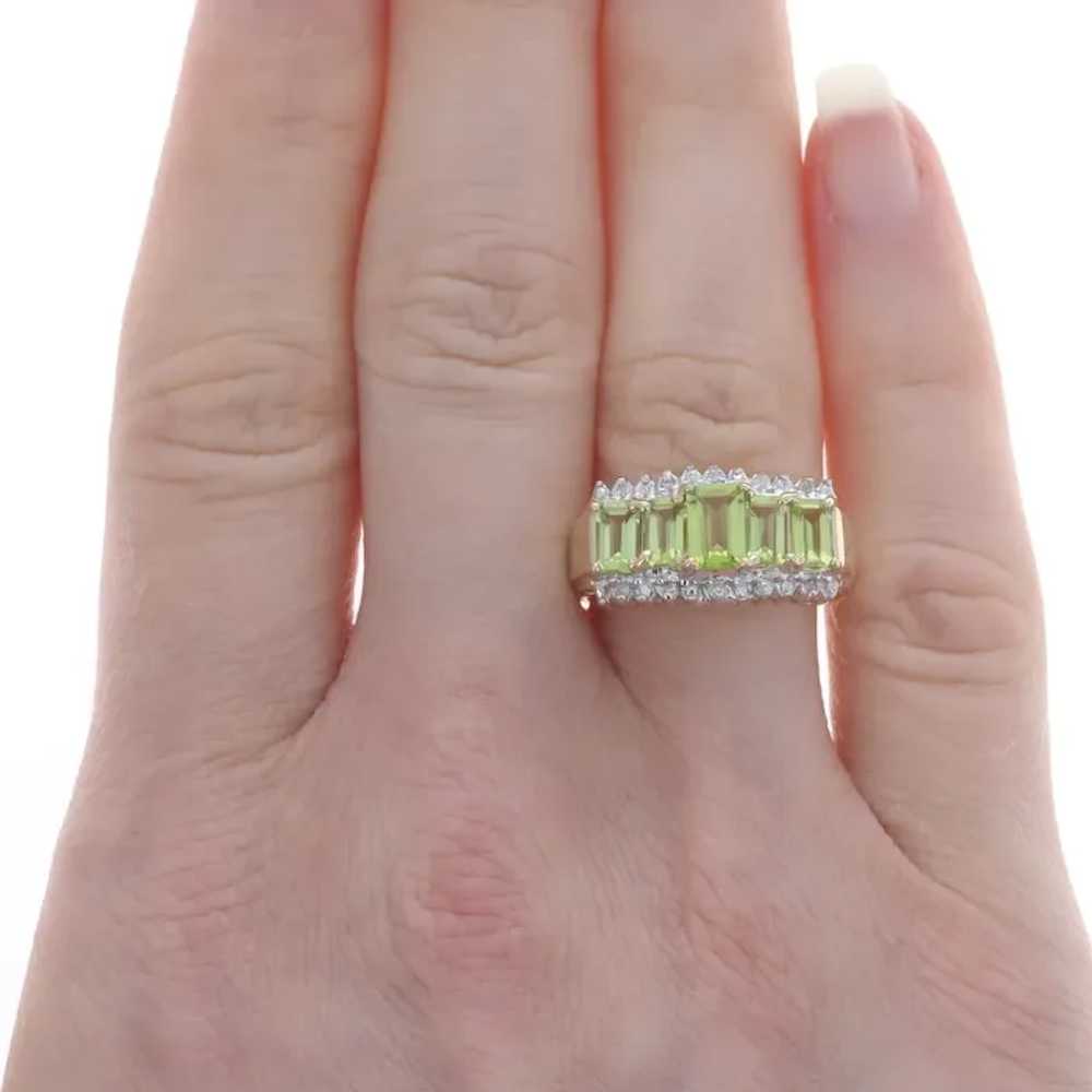 Yellow Gold Peridot & Diamond Five-Stone Ring - 1… - image 4