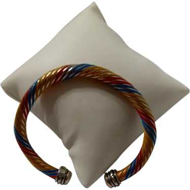 Rainbow Twist Cable Bangle Sterling Silver & Ename