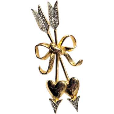 Joan Rivers Cupid's Arrows Brooch - Heart Pin - S… - image 1