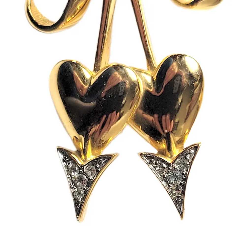 Joan Rivers Cupid's Arrows Brooch - Heart Pin - S… - image 2