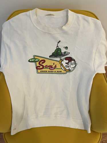 Vintage 90s Mens L Dr Seuss Green Eggs and Ham Plaid Flannel Sleep Shorts