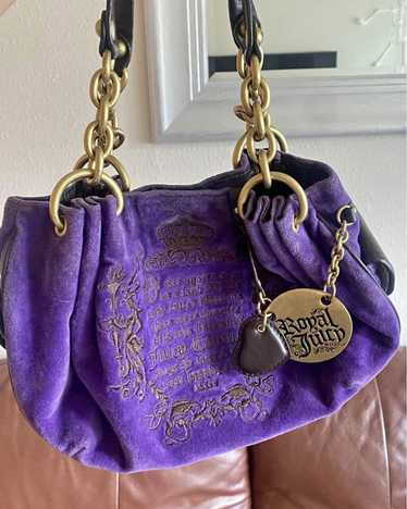 Juicy couture purse Black velvet velour with purple... - Depop