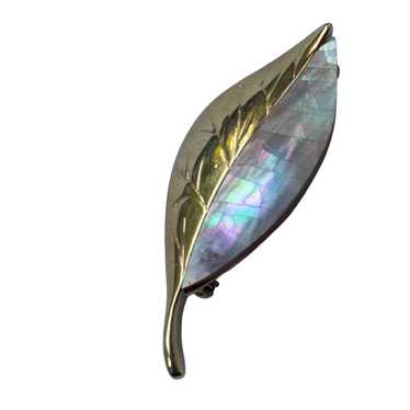 Lc Leaf Brooch with Mother of Pearl and Gold, Sign