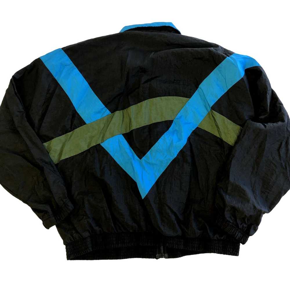 Unkwn 90's TODD 1 Black Blue Shiny CHEVRON Nylon … - image 2