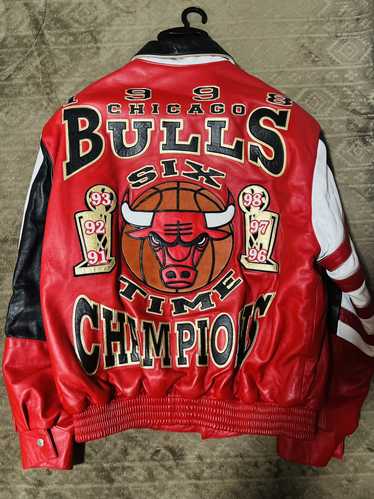 Vintage Jeff Hamilton Chicago Bulls Jacket 1998 Size XXL Repeat 3Peat Red  Black