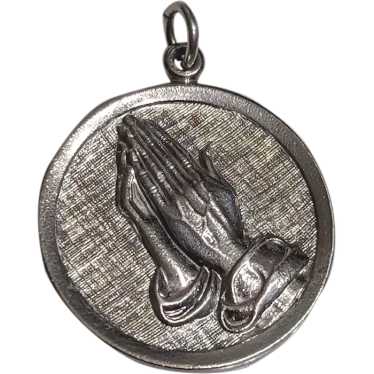 Sterling Silver PRAYING HANDS Religious Medal Ser… - image 1