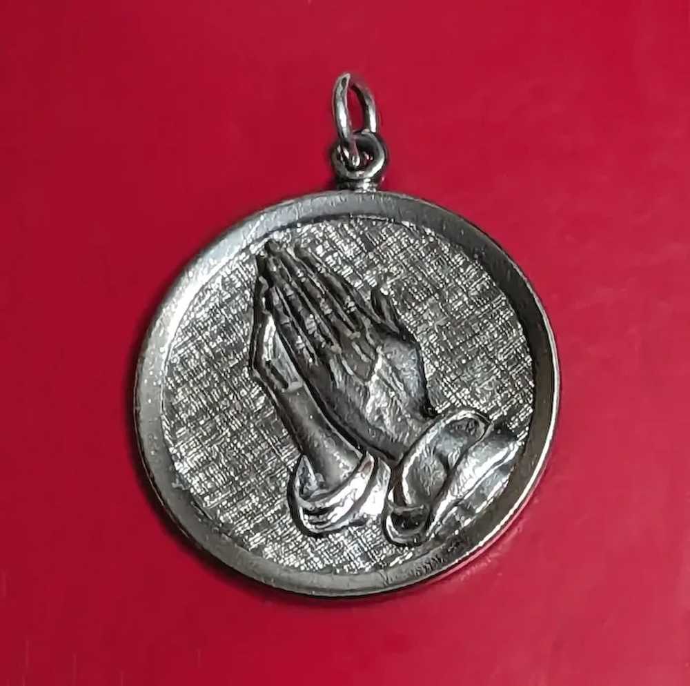 Sterling Silver PRAYING HANDS Religious Medal Ser… - image 4