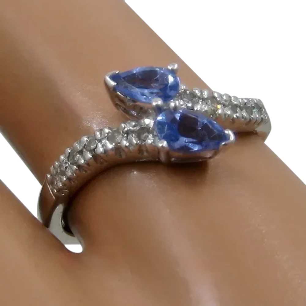 14K WG Tanzanite Diamonds Snake Bypass Ring Sz 6 … - image 1