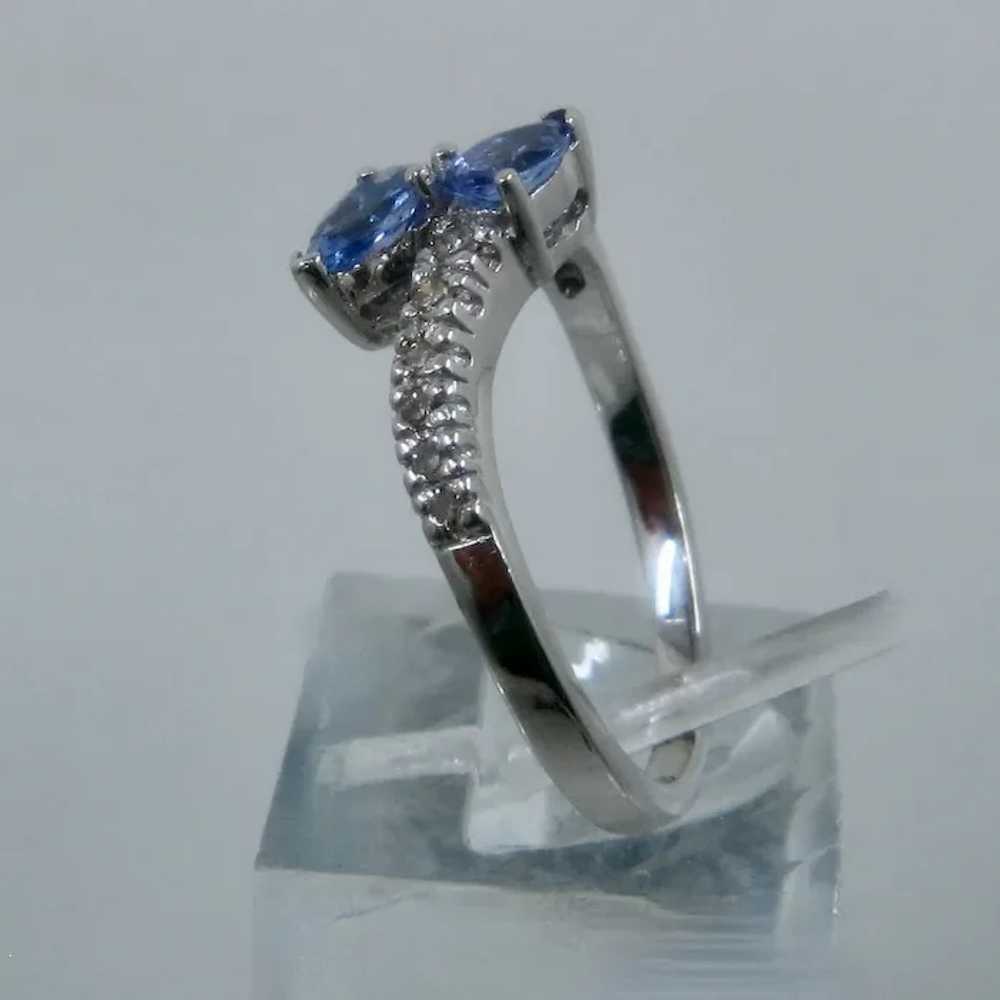 14K WG Tanzanite Diamonds Snake Bypass Ring Sz 6 … - image 3