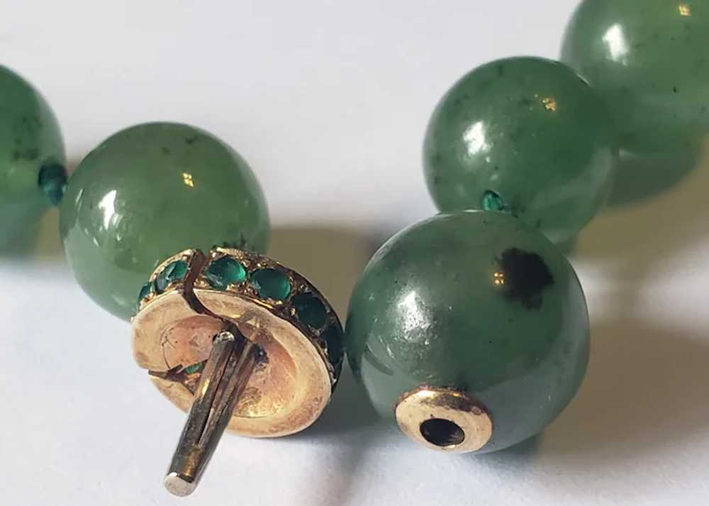 Beautiful 14k Gold Emerald Jade Bead Vintage Neck… - image 5