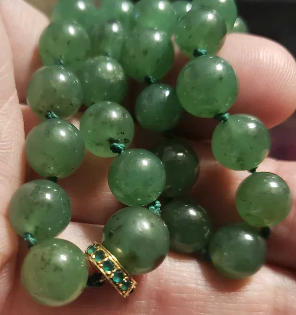 Beautiful 14k Gold Emerald Jade Bead Vintage Neck… - image 7