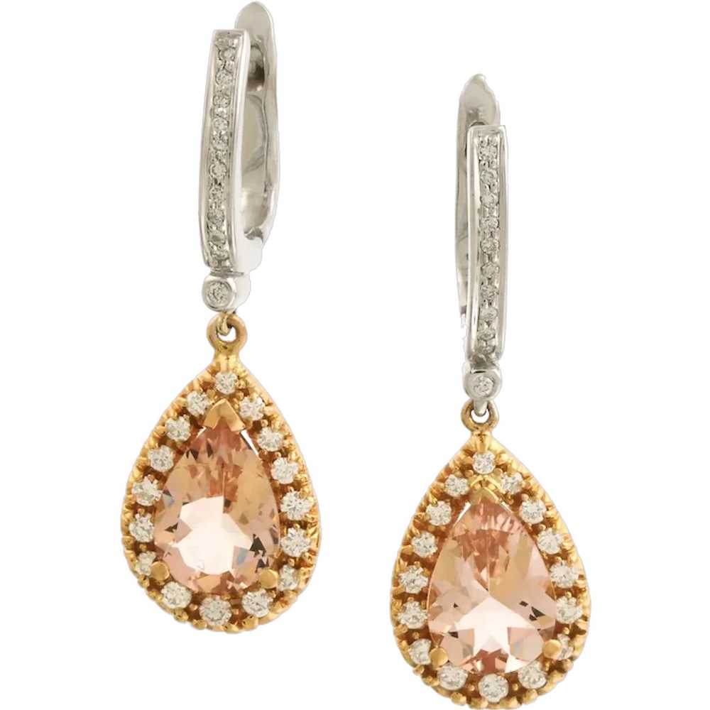 Elegant Morganite and Diamond Earrings in 18k Ros… - image 1