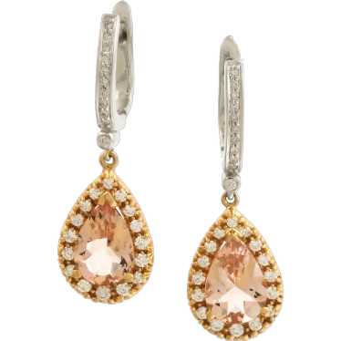Elegant Morganite and Diamond Earrings in 18k Ros… - image 1