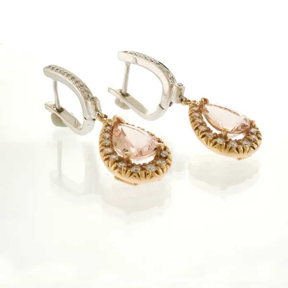 Elegant Morganite and Diamond Earrings in 18k Ros… - image 2