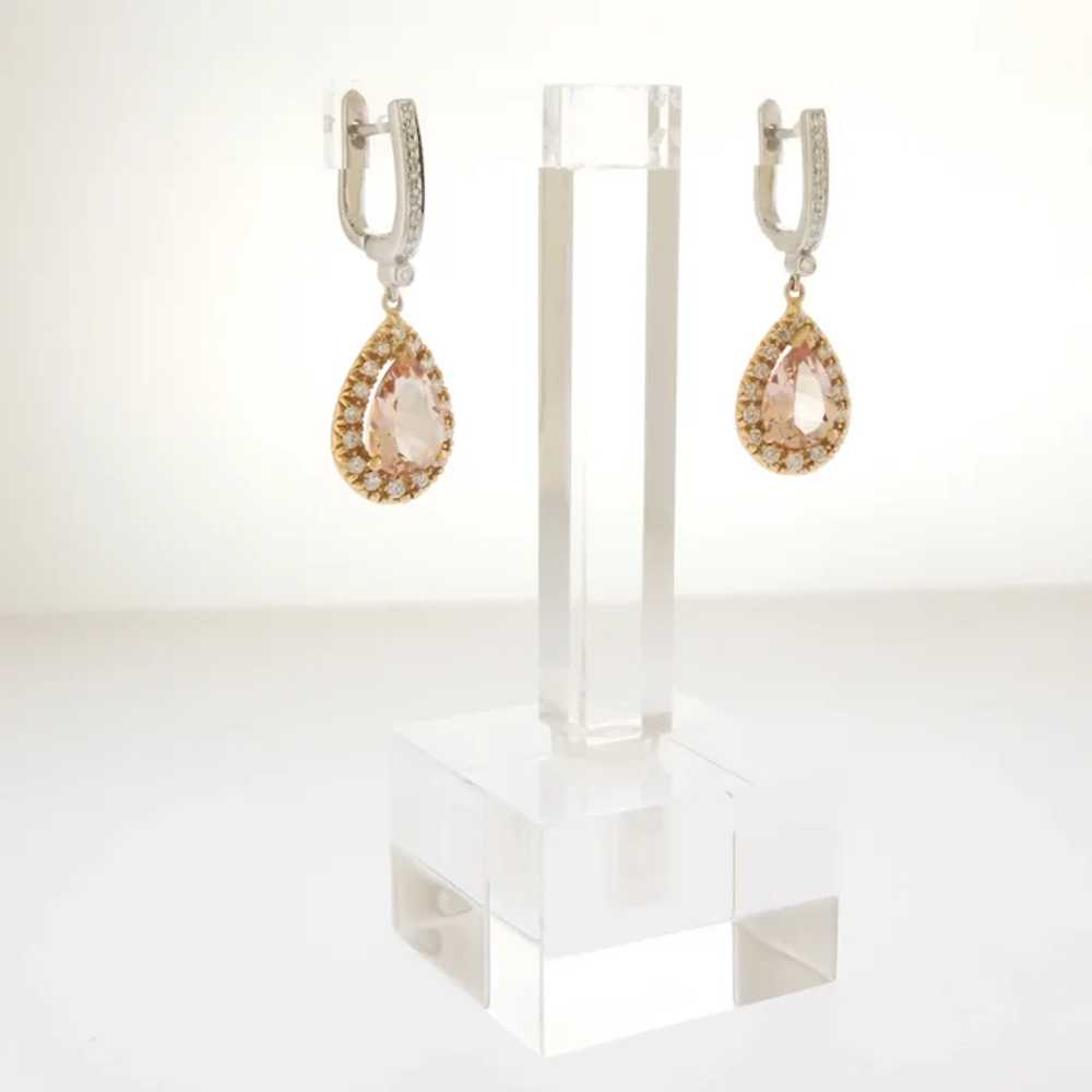 Elegant Morganite and Diamond Earrings in 18k Ros… - image 3