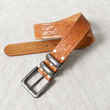 Vintage Cobbler Navy Embossed Leather Belt, Made in Spain – KingsPIER  vintage