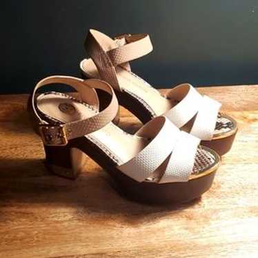 Platform Python And Gold Plate Open Toe Clog - image 1