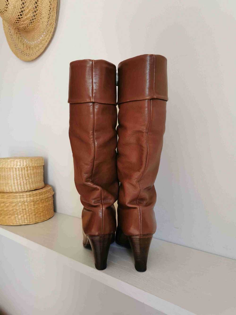 Leather boots - Tan leather boots from the 1970s … - image 2