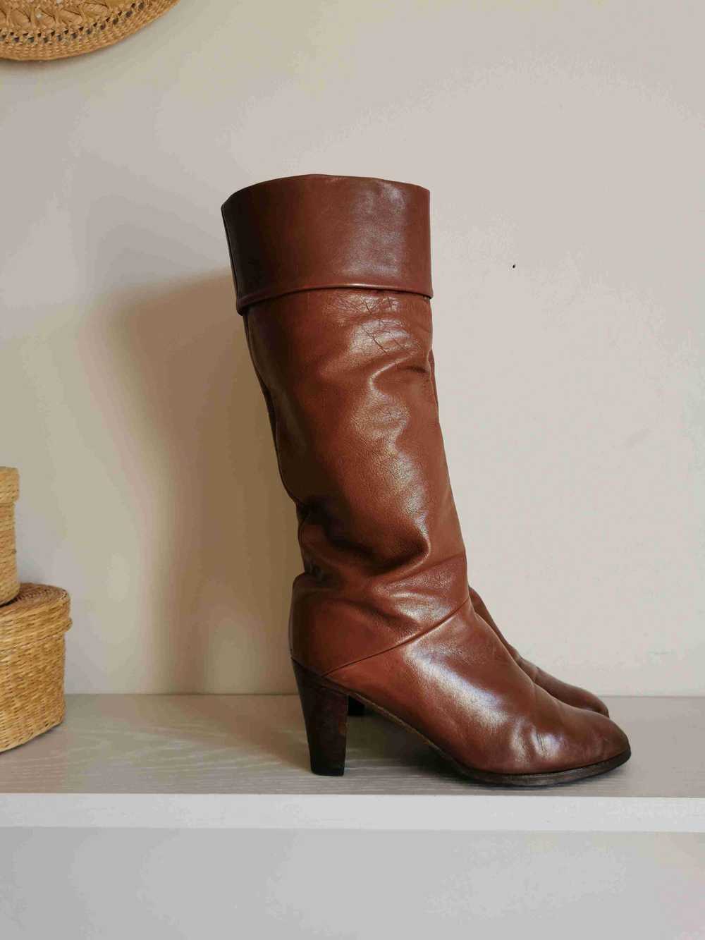 Leather boots - Tan leather boots from the 1970s … - image 4