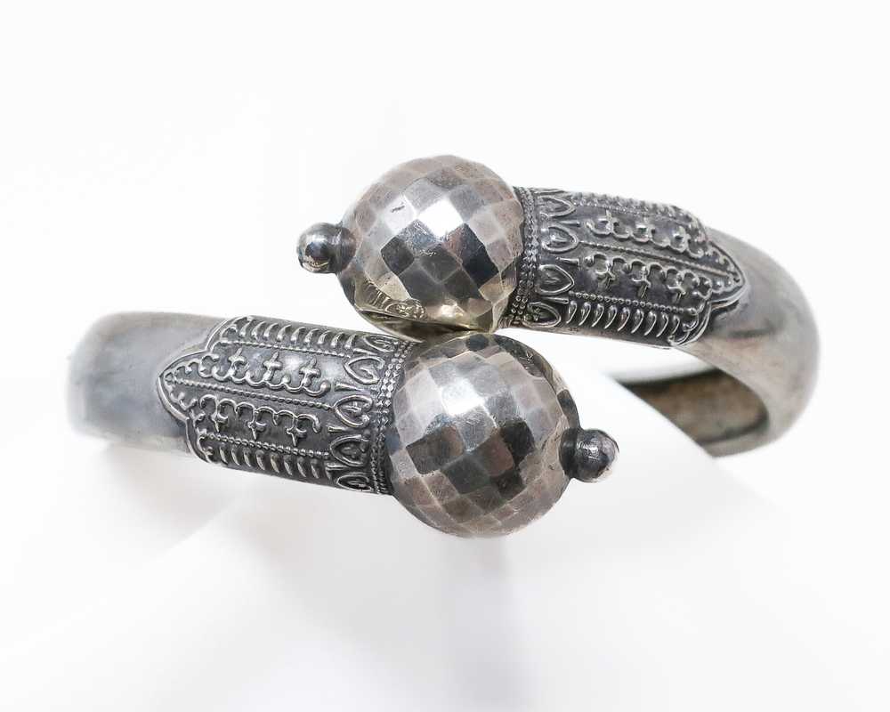 Victorian Silver Etruscan Revival Bangle - image 2