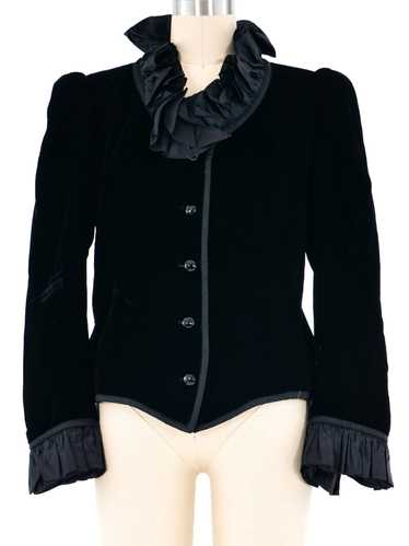 Yves Saint Laurent Ruffle Trim Velvet Jacket - image 1