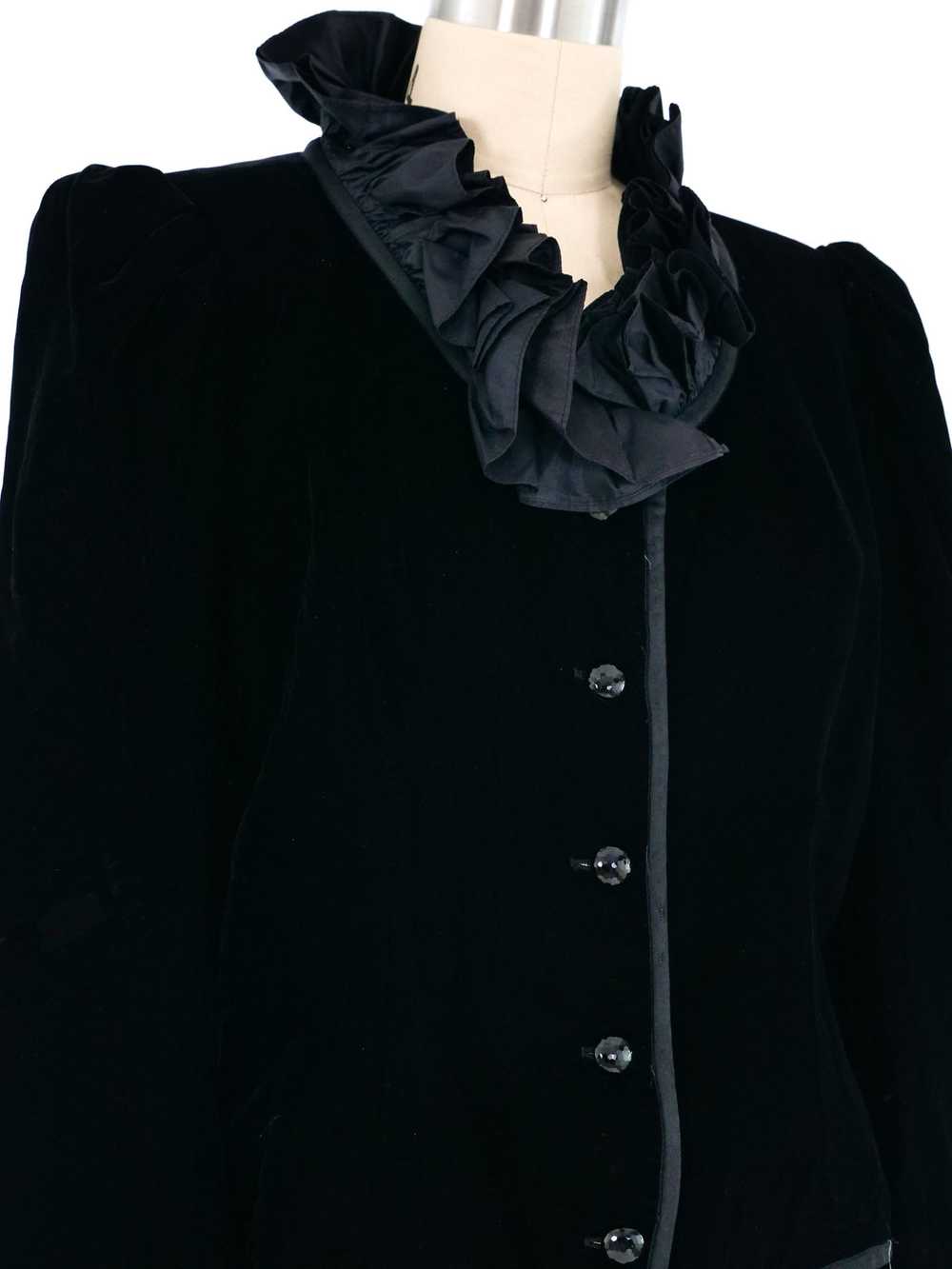 Yves Saint Laurent Ruffle Trim Velvet Jacket - image 2