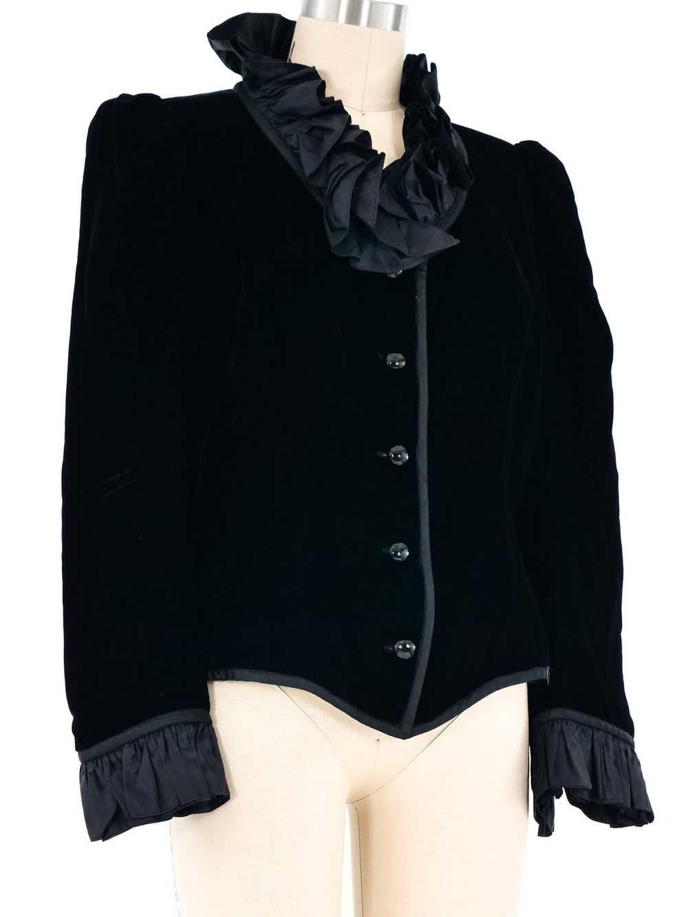 Yves Saint Laurent Ruffle Trim Velvet Jacket - image 3