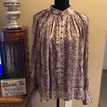 Btfl-Life Python Print Button Front Blouse/Nwt - image 1