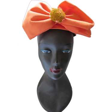 SALE Pill Box Hat Orange Sequins Whittall & Shon C