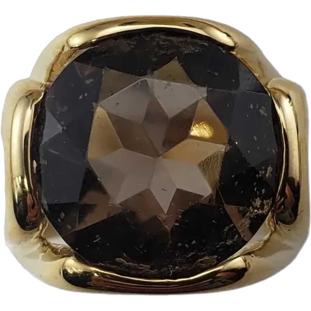 Vintage 14K Yellow Gold Smoky Quartz Ring Size 8 … - image 1