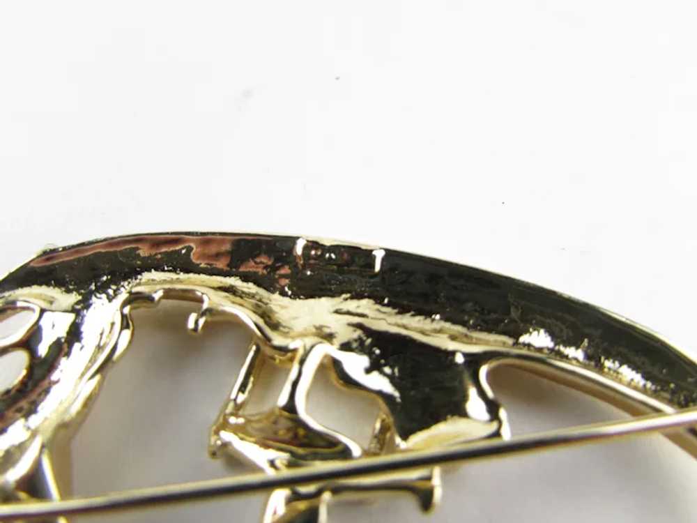 Signed Gold Tone Cat Gondola Pin - image 5