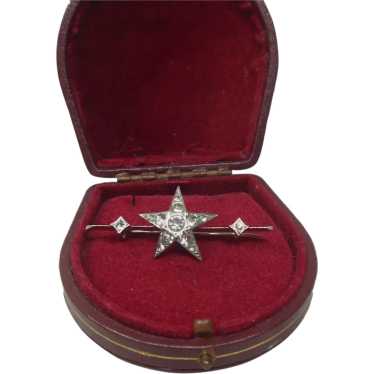 Antique Silver Paste Star Bar Brooch - image 1